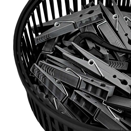 Ruhacsipesz akasztós tároló kosárral - 30 db csipesz (fekete)