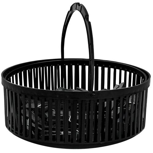 Ruhacsipesz akasztós tároló kosárral - 30 db csipesz (fekete)