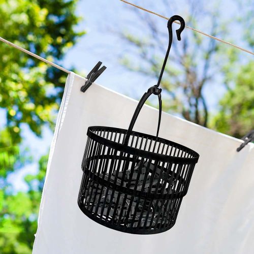 Ruhacsipesz akasztós tároló kosárral - 30 db csipesz (fekete)