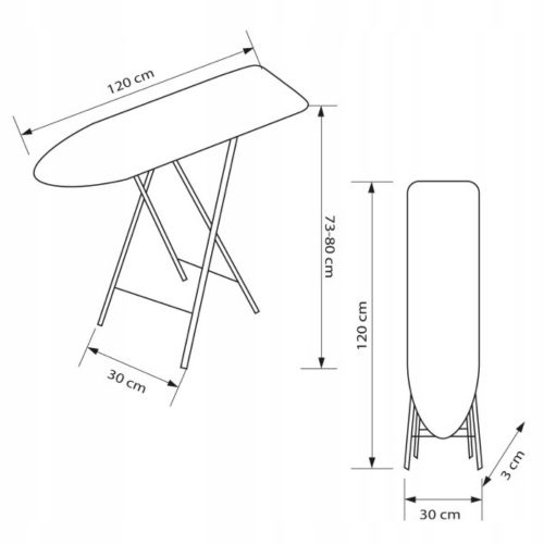 Vasalódeszka - vasalótartóval, 3 szintes magasságállítással (100 x 30 cm)