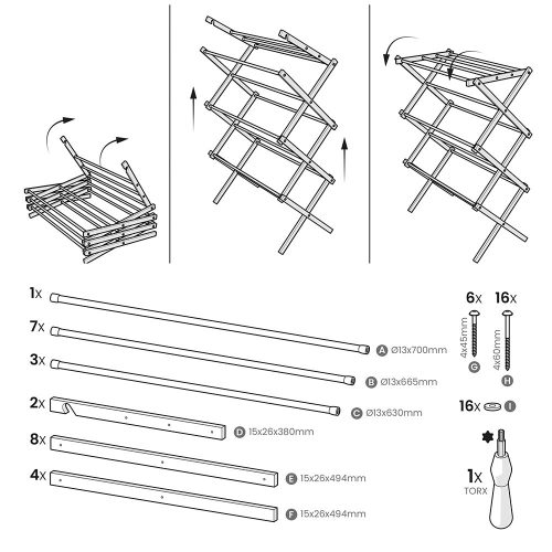 Aurora Eco Style álló ruhaszárító (szereld magad)
