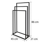 Modern szabadon álló 3 karos fürdőszobai törölközőtartó állvány (fekete)