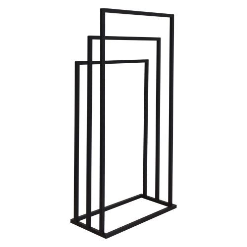 Modern szabadon álló 3 karos fürdőszobai törölközőtartó állvány (fekete)