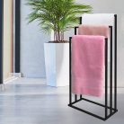 Modern szabadon álló 3 karos fürdőszobai törölközőtartó állvány (fekete)