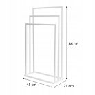 Modern szabadon álló 3 karos fürdőszobai törölközőtartó állvány (fehér)
