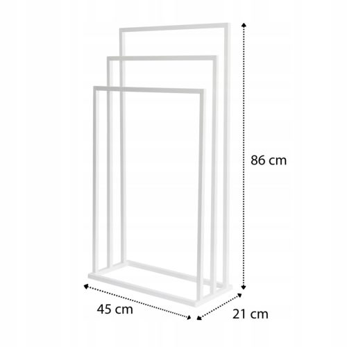 Modern szabadon álló 3 karos fürdőszobai törölközőtartó állvány (fehér)