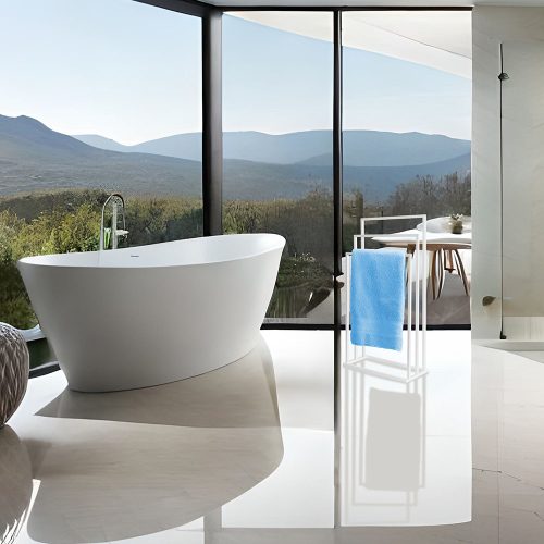 Modern szabadon álló 3 karos fürdőszobai törölközőtartó állvány (fehér)