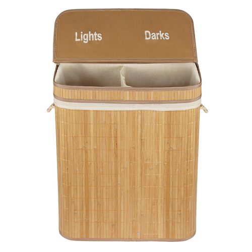 Sepio Bamboo Kétrekeszes összecsukható bambusz szennyestartó (105L)