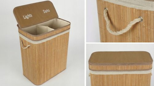 Sepio Bamboo Kétrekeszes összecsukható bambusz szennyestartó (105L)