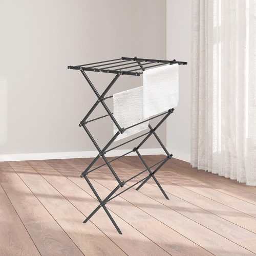 kompakt vertikális ruhaszárító (fekete)