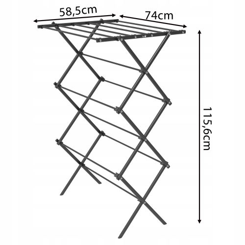 kompakt vertikális ruhaszárító (fekete)