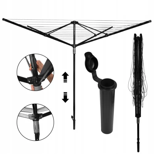Kültéri ruhaszárító állvány - Steeldry - fekete (50m)