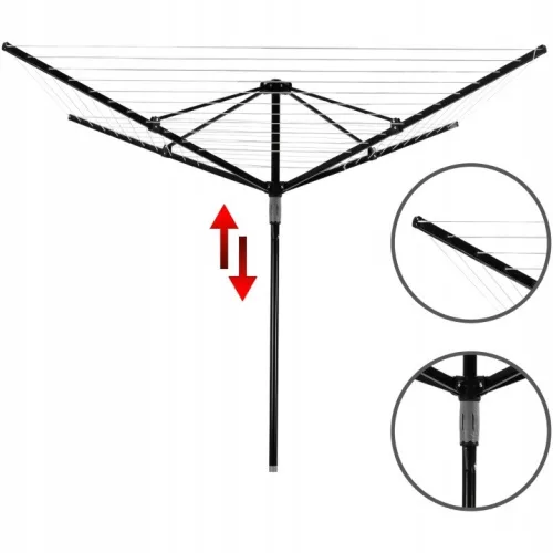 Kültéri ruhaszárító állvány - Steeldry - fekete (50m)