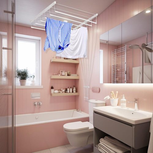 Fregoli, mennyezeti ruhaszárító 140 cm (fehér)